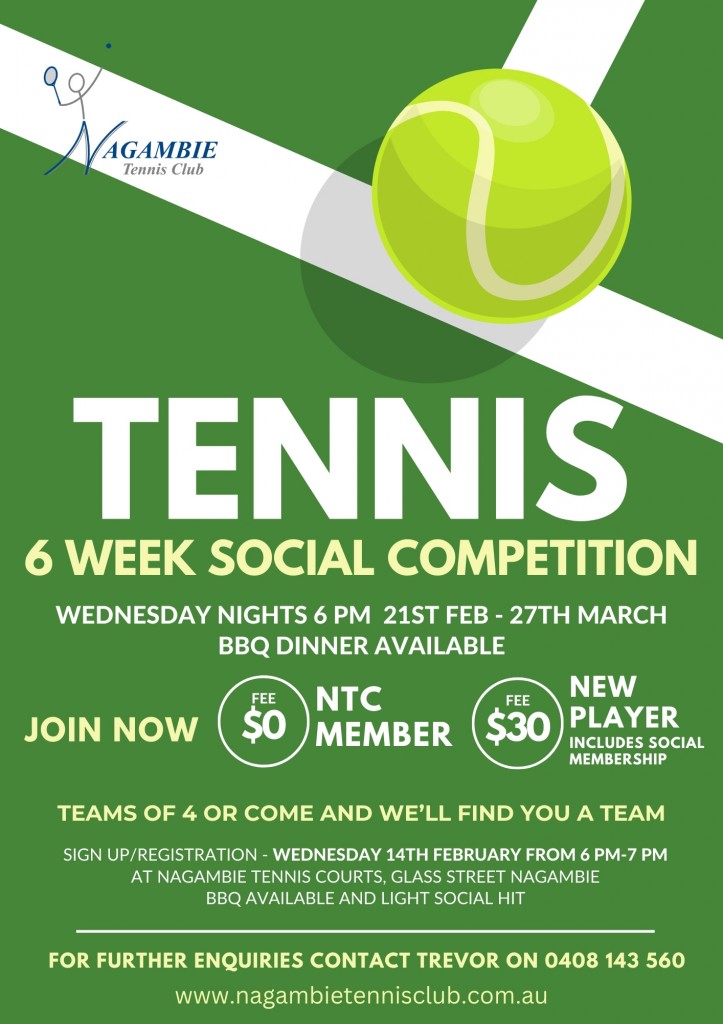 Nagambie Tennis Club Social Comp Flyer 2024